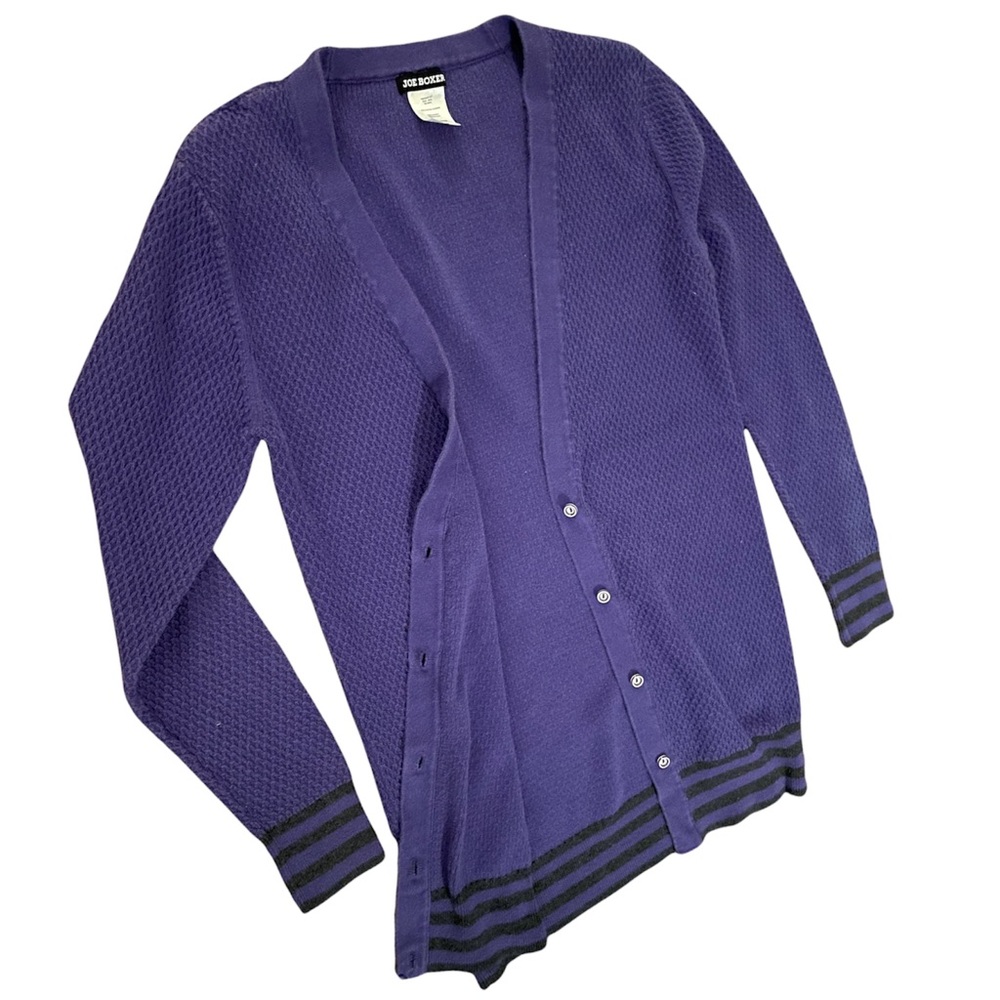 Purple button up waffle cardigan